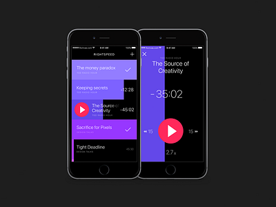 Rightspeed Podcast App app button design flat interface ios iphone list music podcast ui ux