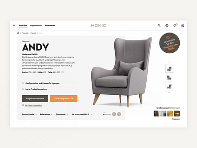 Furniture Website - Detail Header art direction design e commerce furniture hotel screendesign shop store ui ux webdesign