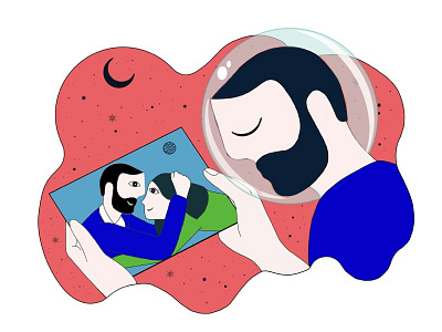 A Love Story astronaut boyl illustration couple digital art graphic art horror love popular illustration sci fi space love women