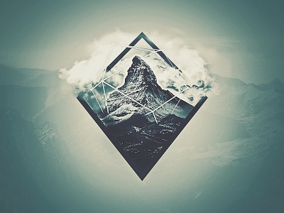 Solid Ground 3d frame geometric landscape mountains muted photo manipulation photoshop snow surreal wire