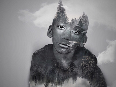 V4UL7. album art concept double exposure ep exposure muted person wip