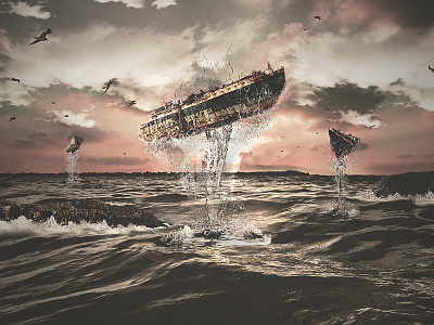 SHPWRCKD album artwork cover art floating photo manipulation sea surreal