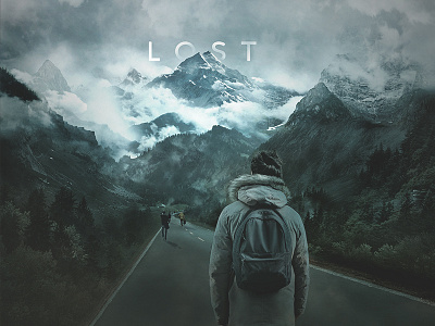 L X S T album artwork clouds cover art fantasy mountain perspective photo manipulation road surreal