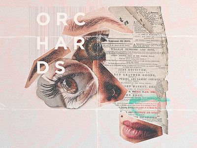 - ØRCHRDS - album artwork clippings collage cut grain letters magazine noise pastels photoshop pink type