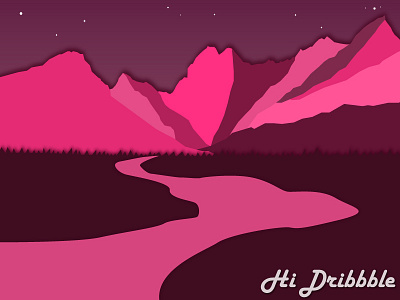 Hi Dribbble debut hello invitation landscape