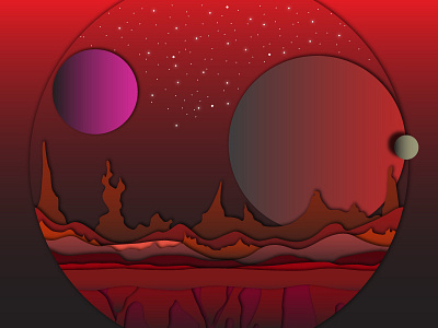Planets 3c art cutout graphic design illustration landscape layers space