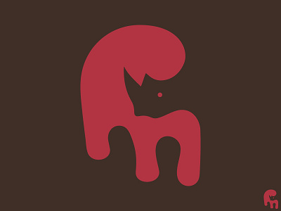 Rhino animal colour icon logo mark negative rhino shape space