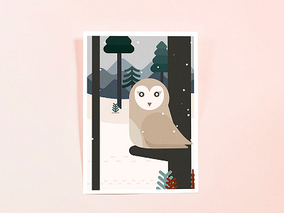 Mr Owl children cute forest kids owl snow vector winter woodland