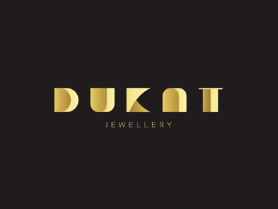 Dukat dukat gold jewellery luxury logo volverise typography letters branding type identity design