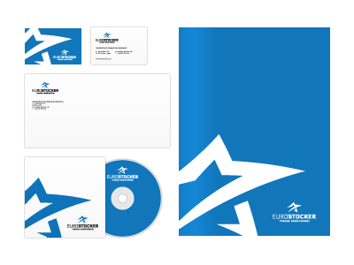 Eurostocker Corporate Identity blue branding business card corporate identity eurostocker identity logo star volverise