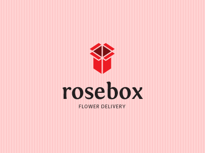 Rosebox box delivery flower logo mark post red rose rosebox