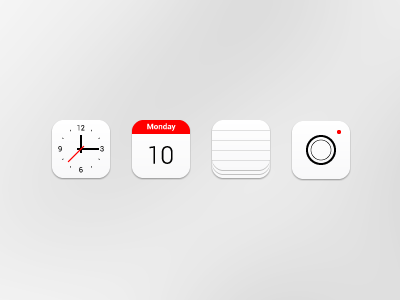 iOS 7 Icons calendar camera clock flat icons ios ios 7 iphone notes red redesign