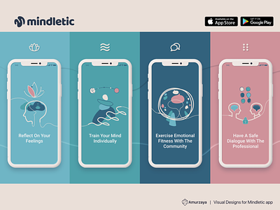 Visual design for Mindletic app app app design appstore feeling illustration mind mindfulness mindletic onboarding ui previews
