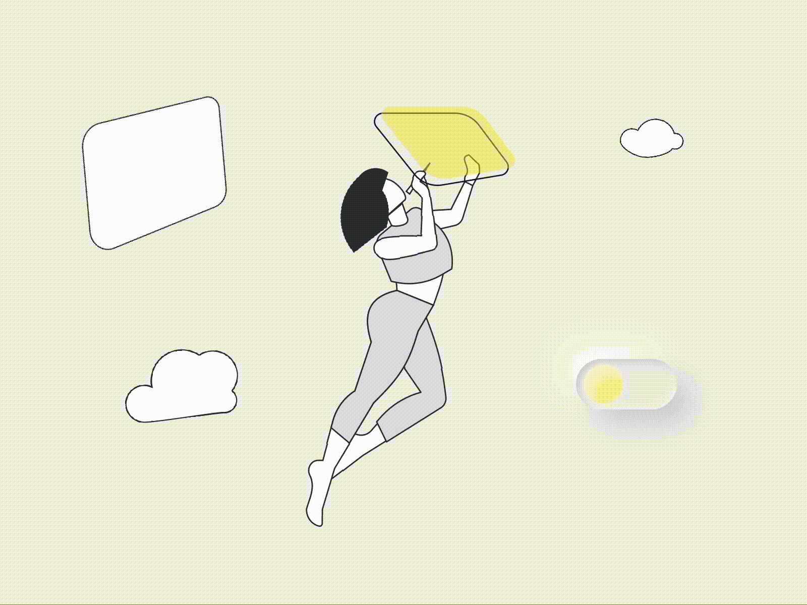 Drawing day and night animation day drawing figma flat floating gif girl illustration nigh testing toggle vector woman