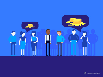 Cocktail Party Effect blue character cocktail flat illustration minimal party people standing talking