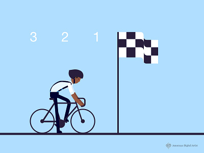 Begin begin bicycle character flat illustration minimal start