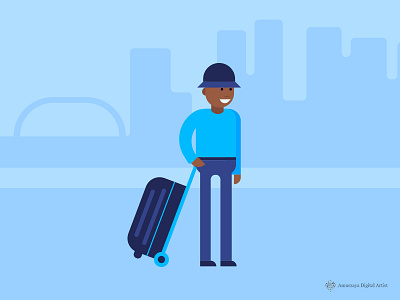 Traveler character flat illustration minimal presentation slide traveler