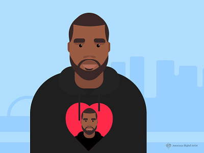 Kanye loves Kanye character flat illustration kanye west loves phrases presentation
