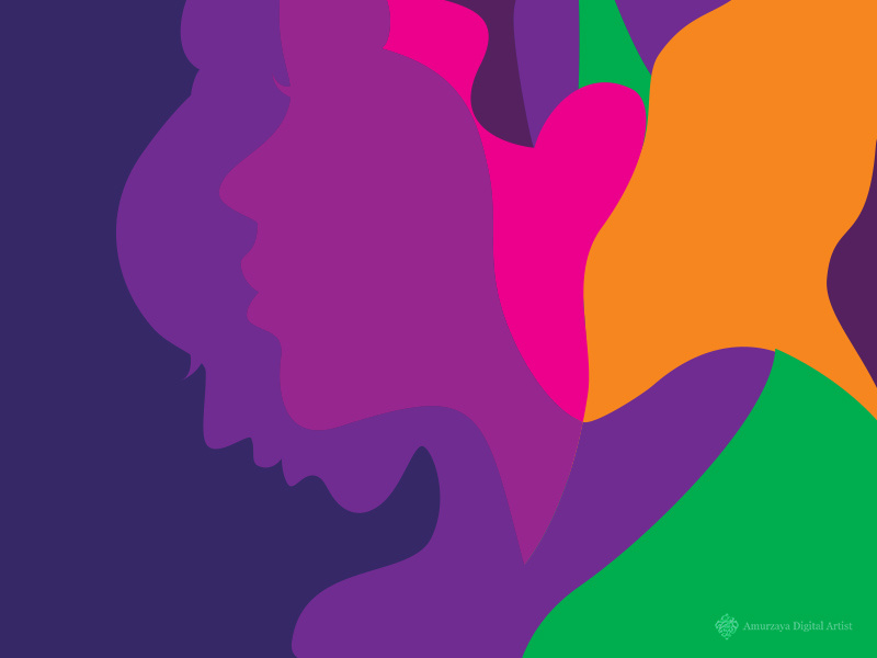 Voices For Change Illustration faces feminist female girl lady women colorful illustration