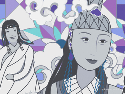 Part of 15 Mongolian Queens digital art girl glass illustration lady mongolian queen stained traditional woman