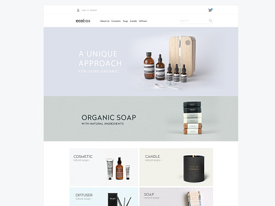 Ecobox candle cosmetic design ecommerce estore fashion online shop soap startup webdesign