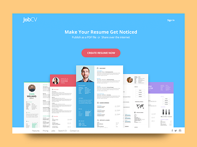 Jobcv.Me builder cv design job jobcv pdf print resume resume builder theme ui webdesign