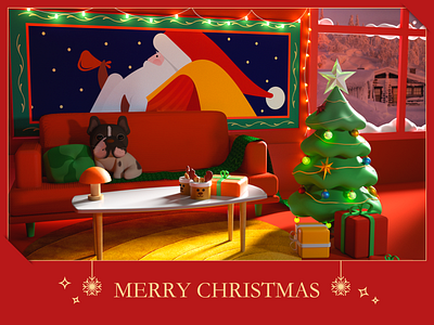 Merry Christmas christmas tree dog lamp merry christmas santa claus snow sofa tree
