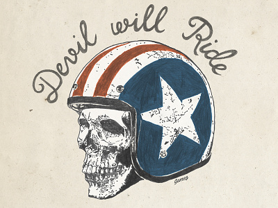Devil Will Ride drawing illustration devil skull type