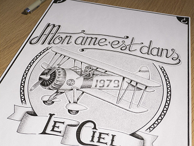 // Illustration Mon Ame est dans le Ciel // avion draw flowhynot fly handlettering handmade illustration micron plane retro sketch typography