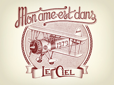 // Mon ame est dans le ciel // aviator handlettering handmade illustration paper plane sketch tool typography vintage