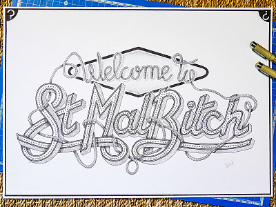 // Handlettering Welcome to Saint Malbitch // artwork draw drawing handmade illustration illustrator lettering letters liners typography