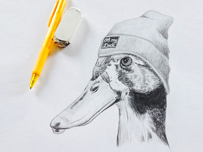 // Sketch of duck for artwork "Vieille Canaille" // artwork beannie duck graphite handmade illustration sketch urban