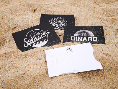 // Postal cards Breizh Crew with handmade types // beach bretagne brittany handlettering handmade lettering sand typography