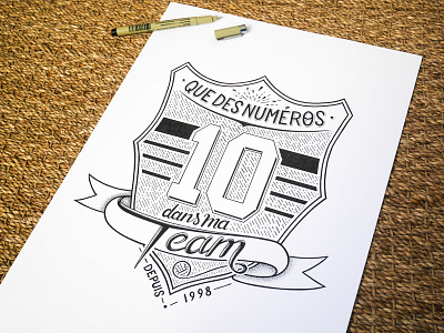 // original artwork of "que des numéros 10" // football letters soccer tyo type