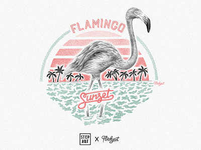 // Artwork Flamingo Sunset // flamingo illustration lettering stepart typo typography