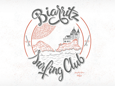 Artwork Biarritz Surfing Club for Jazz The Glass artwork biarritz illustration surf teeshirt typography