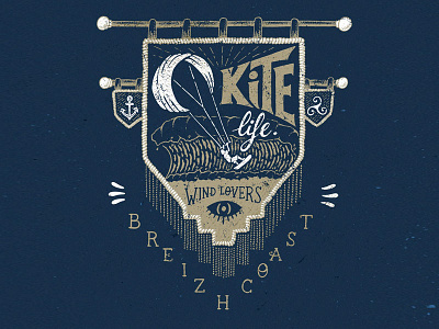 // Kite Life // blason illustration kite kite surf type typo typography vintage