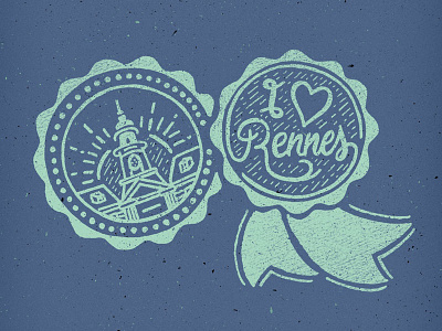 // I Love Rennes // artwork blason handlettering handmade illustration lettering logo rennes type typo us college vintage