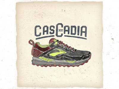 OTF 021 brooks cascadia 14 artwork handmade illustration shoes sneakers trail typography ultra trail