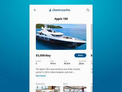 Daily UI 012 - E-commerce (Single Product) app boat charter dailyui ecommerce mobile rental single product ui yacht