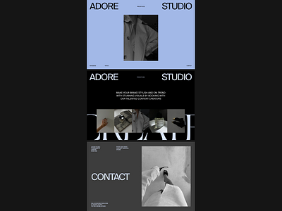 ADORE STUDIO – CONTENT CREATION STUDIO CONCEPT art direction branding content design fashion graphic graphic design layout minimal photo photography typography ui uiux video website