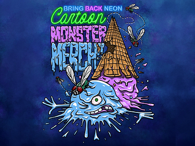Bring Back Neon Cartoon Monster Merch band merch gore hardcore illustration metal music retro
