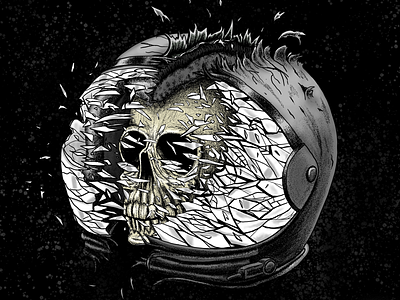 Splitting Headache astronaut illustration shirt design skull space