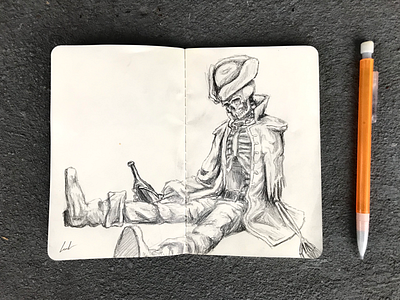 Dead Pirate drawing illustration moleskin pencil pirate shading sketch