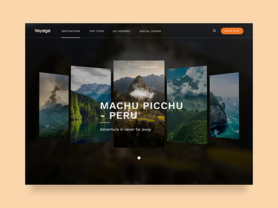 Voyage travel website alps animation booking cards design gallery interaction mountains nature product design scroll selection slider travel ui ux video voyage webdesign website