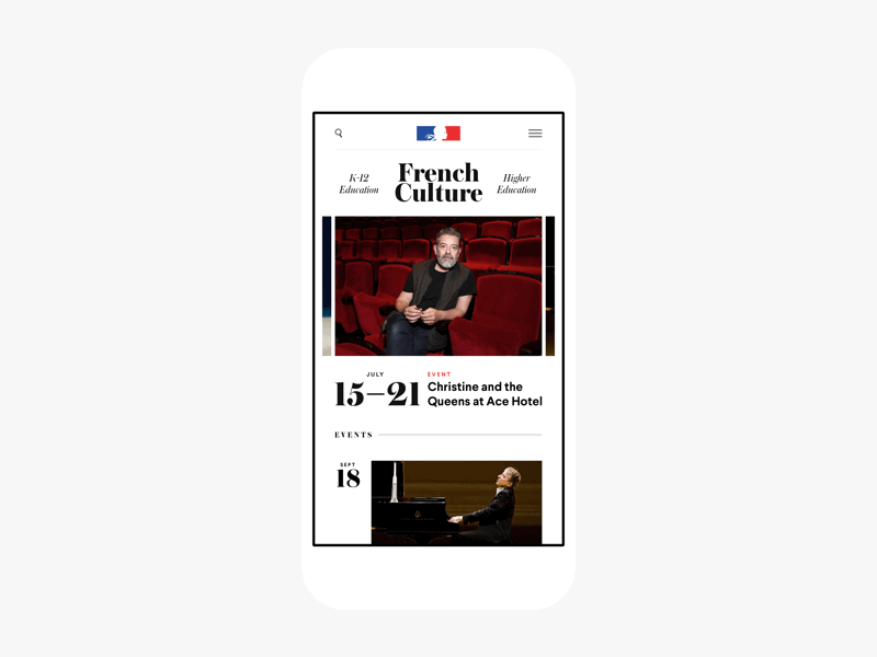 Sneak Peak of Mobile Design for French Culture french governmental ios mobile responsive web