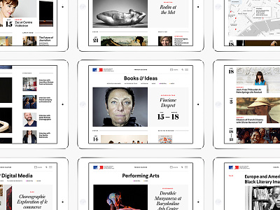 Some screens from recent launch of frenchculture.org books culture educational french governmental responsive web