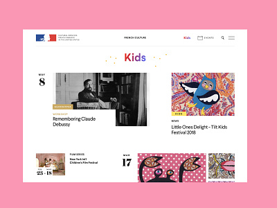 Kids section for frenchculture.org french kids rose simple web