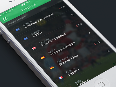 Livesport app concept app football ios7 league score screen sport