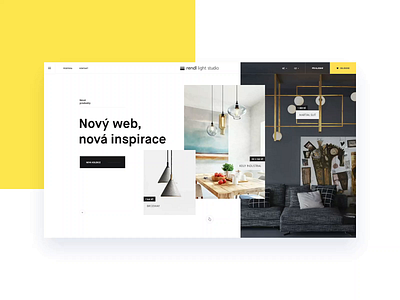 Rendl Light Studio layout lights minimal website website design yellow